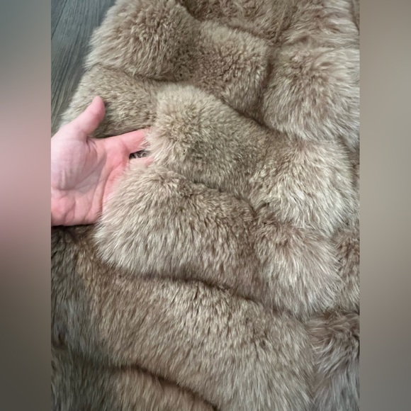 Custom $1K Real Fox Fur Plush Long Vest Gilet Jacket coat beige XL 12/14/16 mink - Picture 7 of 16